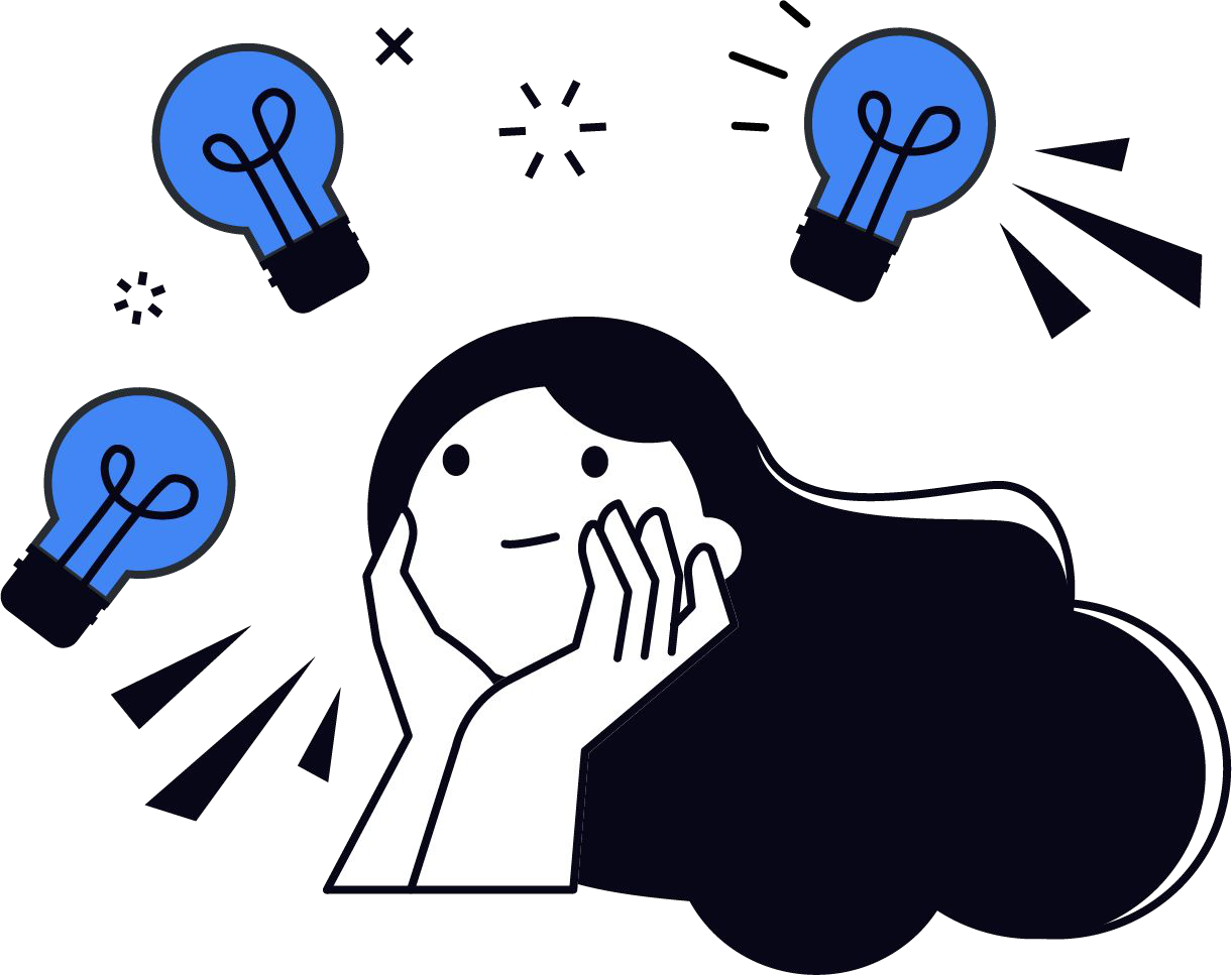 LEA resting her chin on her hand, surrounded by blue light bulbs